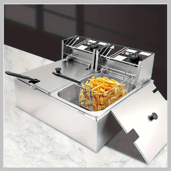 Friggitrice industriale NIRVA 12L in acciaio inossidabile con doppio recipiente rimovibile XE1375490-2