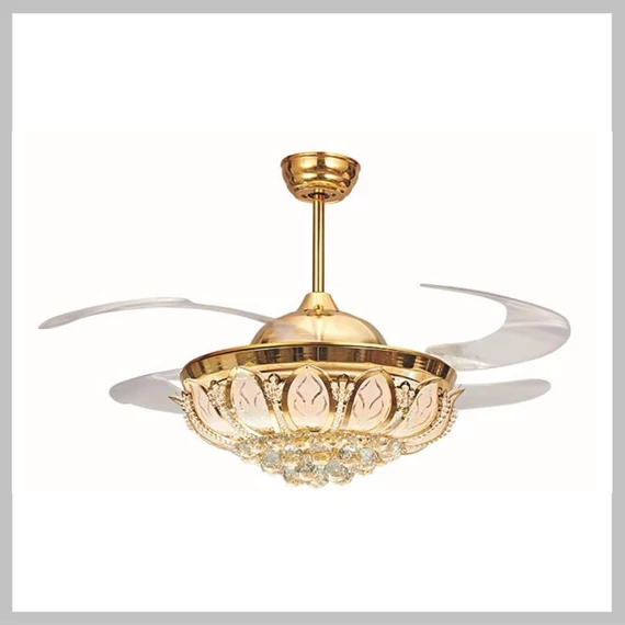 Lampada da soffitto di lusso Crystal Light con funzione ventilatore, telecomando