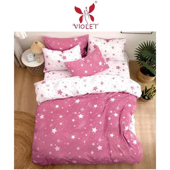 Set di biancheria da letto 7 pezzi con stelle, rosa AB103