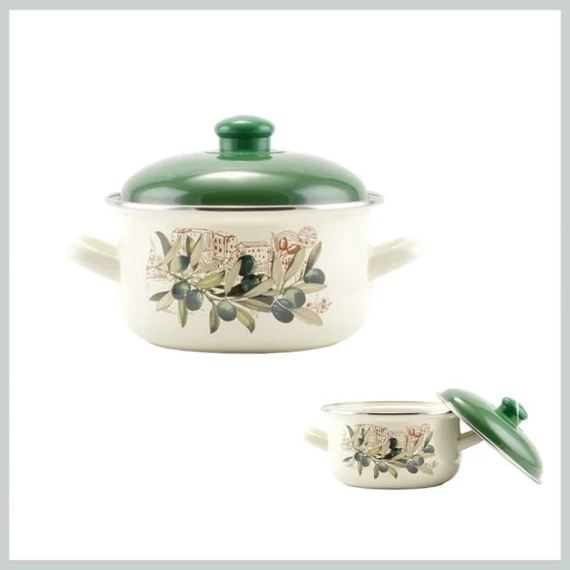 Perfect Home Oliva Pentola smaltata con coperchio, 18 cm, modello 14827