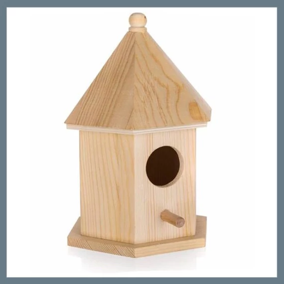 HOME DECOR casetta per uccelli in legno, 12,5 x 10,5 x 17,7 cm 63917686
