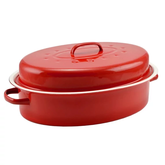 Perfect Home Forno smaltato 42*32cm Rosso-Bianco 10380