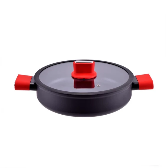 Perfect Home Straight Line padella per fette in alluminio antiaderente con coperchio in vetro, 28 cm, per induzione 10472
