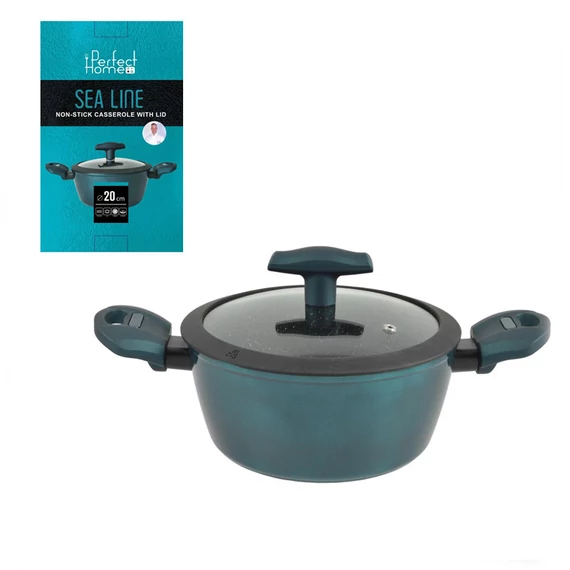 Perfect Home Sea Line pentola in alluminio antiaderente con coperchio in vetro 20cm, 3,2L, induzione 15107