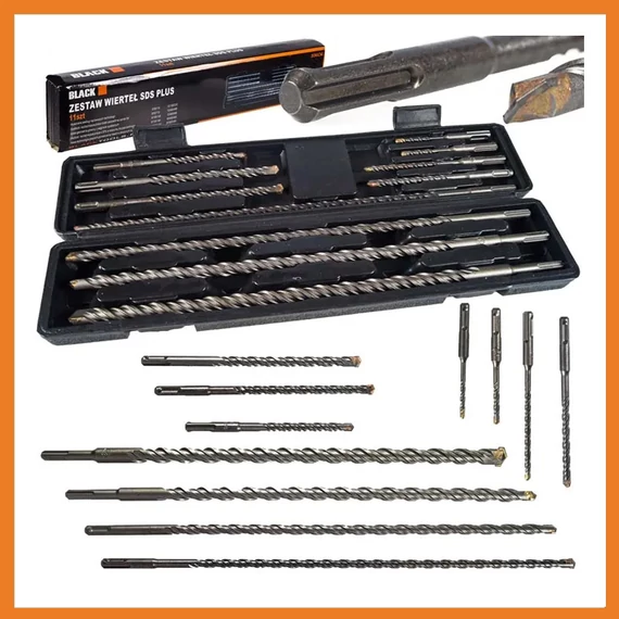 Set di punte per trapano BLACK SDS Plus per calcestruzzo – 11 pezzi con custodia – Modello 33606
