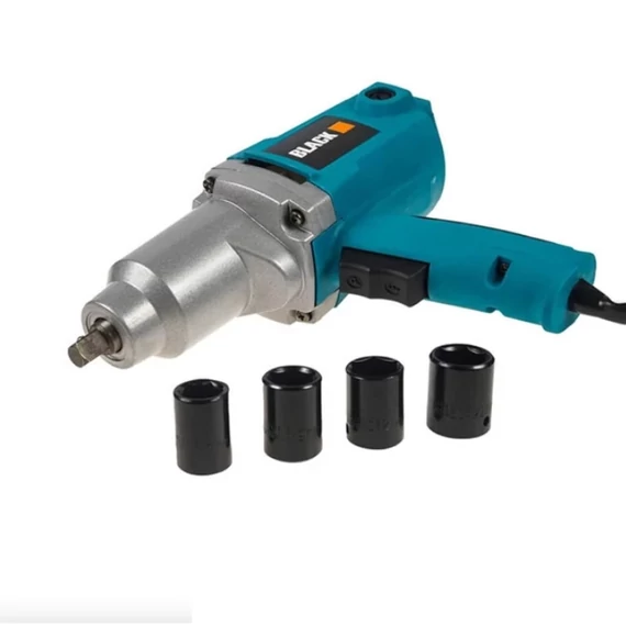 Chiave pneumatica elettrica nera con set di bussole - 12060