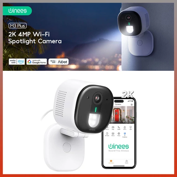 Telecamera di sicurezza esterna Winees M3 Plus – 4MP con 4 fari LED – Modello HOLM8445