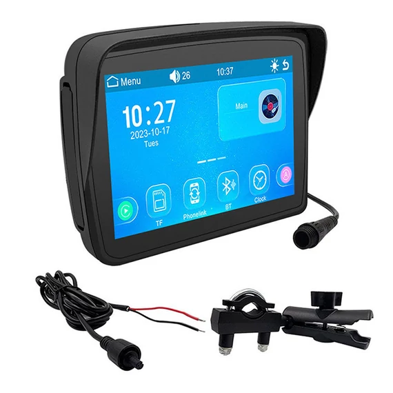 Leitor MP5 com CarPlay/Android Auto para Motocicleta com Tela Touch de 5