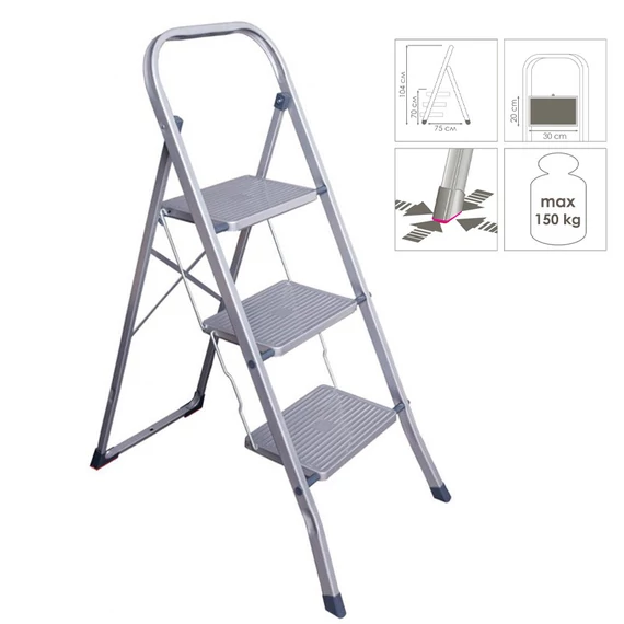 Scaletta in acciaio a 3 gradini Eurogold Stepmax
